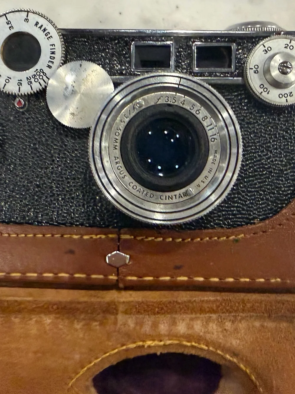 Targus Vintage Film Camera in Black with Brown Leather Case